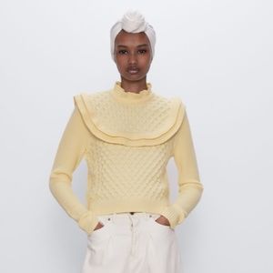 Zara Yellow Ruffle Knit Sweater